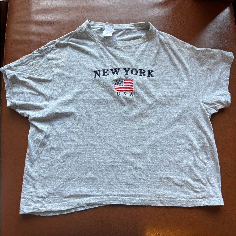 Wide fit Gray New York USA T-Shirt